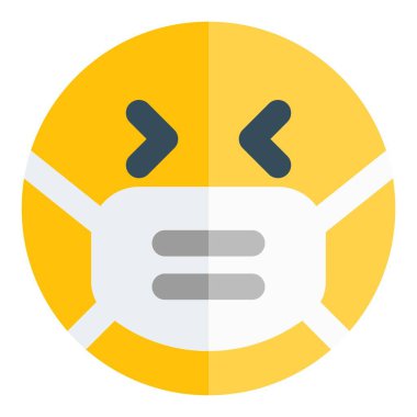 Maske takan şaşı gözlü gülen emoji.