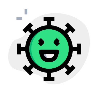 Bir koronavirüs düzeninin gülen emoji ifadesi