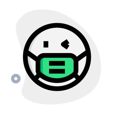 Maske takan sol göz kırpma emojisi