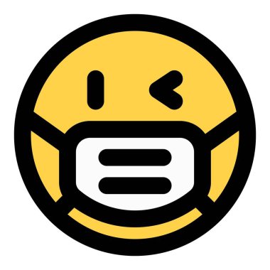 Maske takan sol göz kırpma emojisi