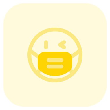 Maske takan sol göz kırpma emojisi