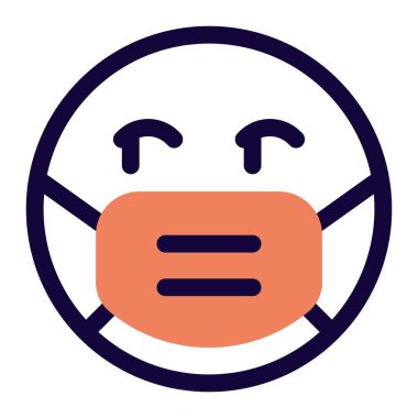 Maske takarken sağ tarafa bakan emojiyi uyar