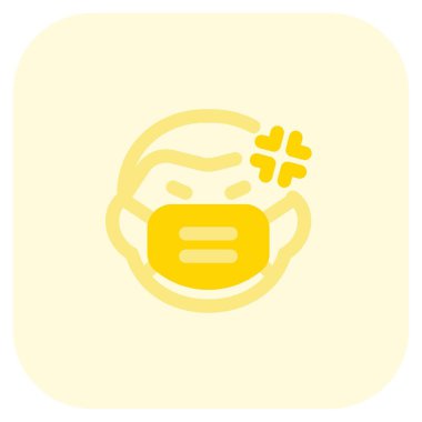 Yüzünde maske olan sinirli bir adam.