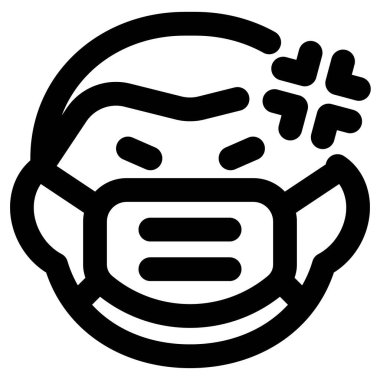 Yüzünde maske olan sinirli bir adam.