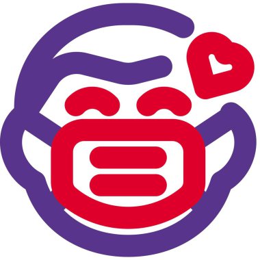 Kalp emojisine aşık bir adam maske takıyor.
