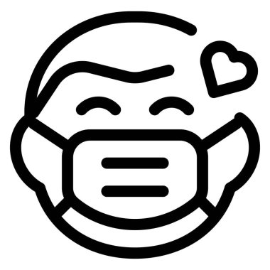 Kalp emojisine aşık bir adam maske takıyor.