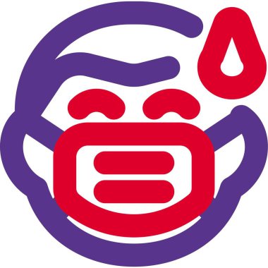 Maskeli bir adamın ifadesi olarak soğuk terler.