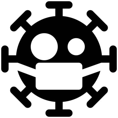 Maskeli Coronavirus beyaz arka planda izole edilmiş.