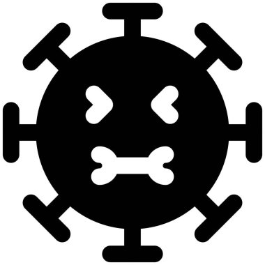 Ağız, koronavirüs yapısal emoji ifadesiyle dolu.