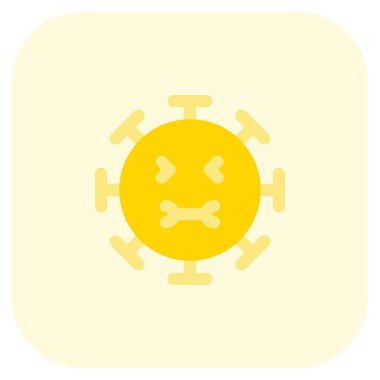 Ağız, koronavirüs yapısal emoji ifadesiyle dolu.