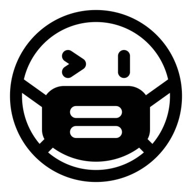 Maske takarken sağ göz kırpan emoji.