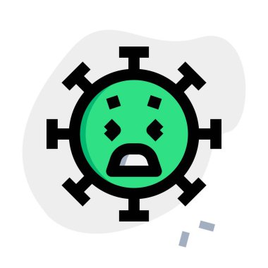 Koronavirüsün yüz ifadesiyle korkmuş emoji.