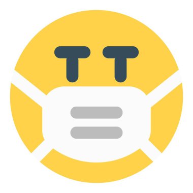 Koronavirüs paniği nedeniyle maske takarken ciddi emoji.