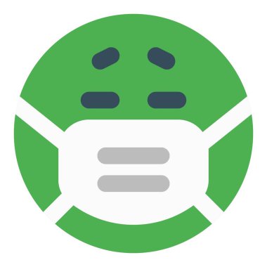Maske takarken koronavirüs enfeksiyonuna bağlı hasta emoji