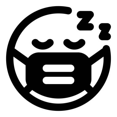 Bulaşıcı hastalıklardan korunmak için maskeyle uyuyan yorgun emoji