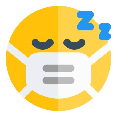 Bulaşıcı hastalıklardan korunmak için maskeyle uyuyan yorgun emoji