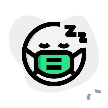 Bulaşıcı hastalıklardan korunmak için maskeyle uyuyan yorgun emoji