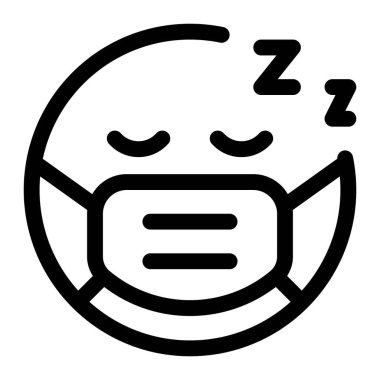 Bulaşıcı hastalıklardan korunmak için maskeyle uyuyan yorgun emoji