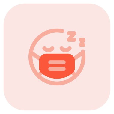 Bulaşıcı hastalıklardan korunmak için maskeyle uyuyan yorgun emoji