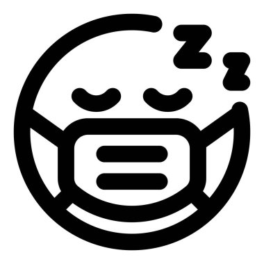 Bulaşıcı hastalıklardan korunmak için maskeyle uyuyan yorgun emoji