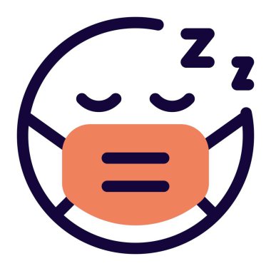 Bulaşıcı hastalıklardan korunmak için maskeyle uyuyan yorgun emoji