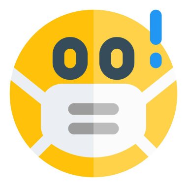 Maske takan açık gözlü, şaşırmış emoji.