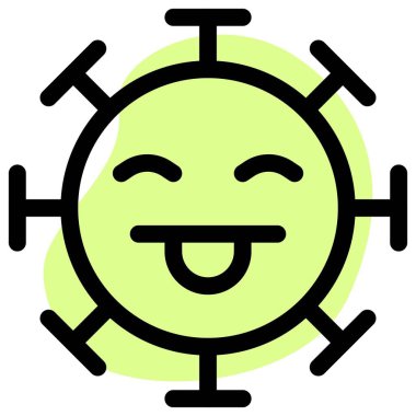 Coronavirüs simgesinin mikroskobik yapısıyla dilin dışarı çıksın.