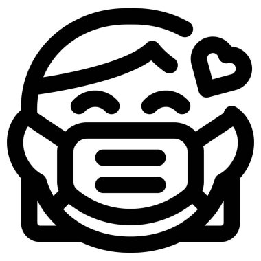 Aşık kadın emojisi ifadesi kalp ve maskeyle