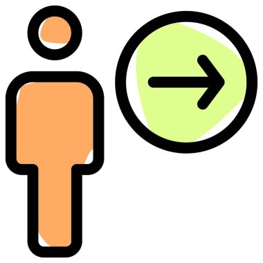 Doğru yönde ok göstergesine sahip çalışan