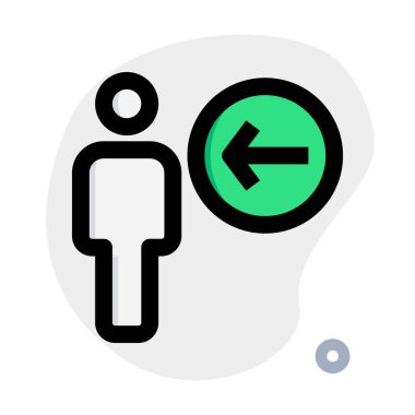 Sol yön ok göstergesine sahip bir çalışan