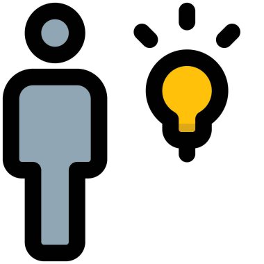 Beyaz arkaplanda izole edilmiş parlak çalışan için yenilikçi fikir