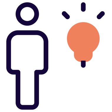 Beyaz arkaplanda izole edilmiş parlak çalışan için yenilikçi fikir