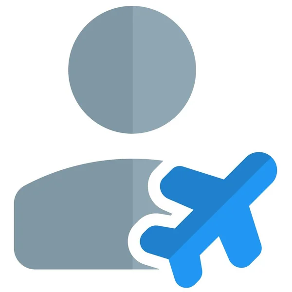 Utilisateur Vacances Avec Logotype Vol Comme Indication — Image vectorielle