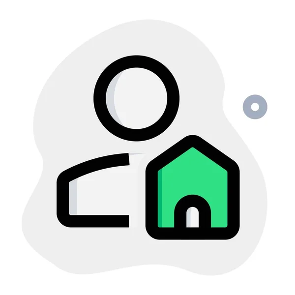 Gebruiker Met Een Home Logotype Geïsoleerd Een Witte Achtergrond — Stockvector