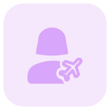 Tatil modunun bir göstergesi olarak uçuş logosu olan kadın kullanıcı