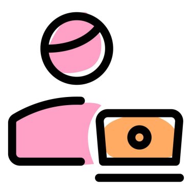 İş ve kodlama için bir dizüstü bilgisayar kullanan çevrimiçi kullanıcı