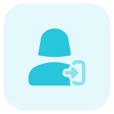 Doğru yönde ok anahtarı olan bir kadın kullanıcının giriş erişimi