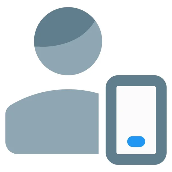 Single User Met Behulp Van Web Messenger Een Smartphone — Stockvector