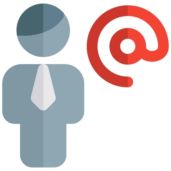 Homme Affaires Utilisant Adresse Email Entreprise Pour Travail — Image vectorielle
