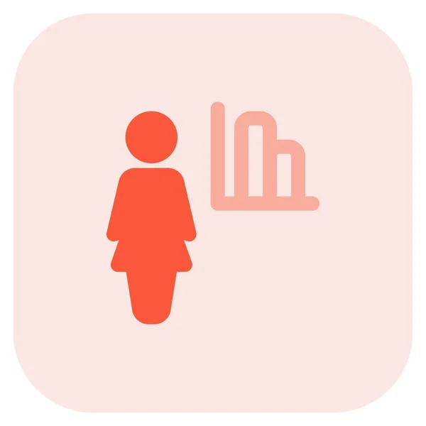 Gráfico Línea Mujer Negocios Con Gráfico Ventas — Vector de stock