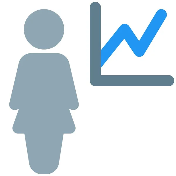 Uppåtgående Försäljningsdiagram För Statistiken Över Affärskvinnor — Stock vektor