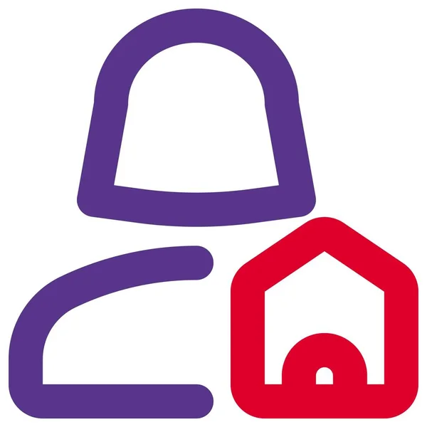Użytkowniczka Logotypem Domowym Izolowana Białym Tle — Wektor stockowy