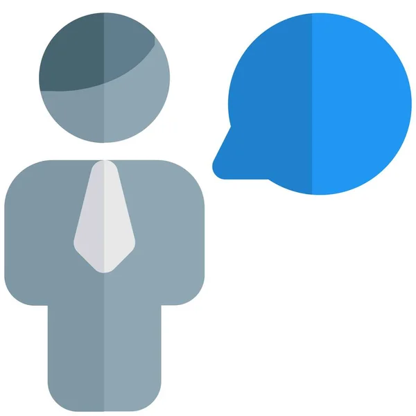 Uomo Affari Chat Messenger Layout Funzione Applicazione — Vettoriale Stock