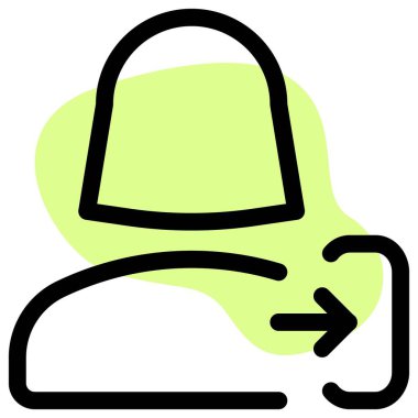 Doğru yönde ok anahtarı olan bir kadın kullanıcının giriş erişimi