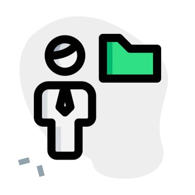 İş adamı çevrimiçi sunucuda tek bir dizini paylaşıyor