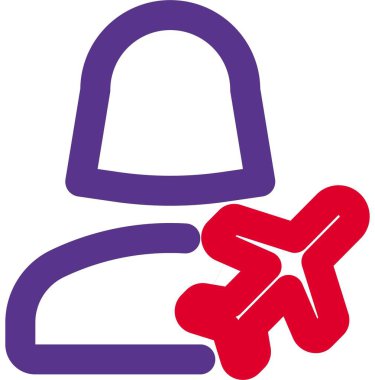 Tatil modunun bir göstergesi olarak uçuş logosu olan kadın kullanıcı