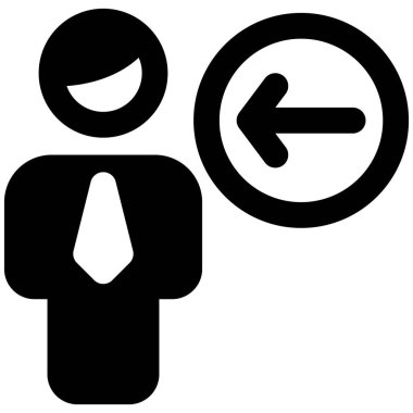 Sol yön ok göstergesine sahip iş adamı