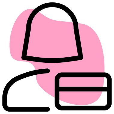 Kadın çevrimiçi alışverişler için kredi kartı kullanıyor.