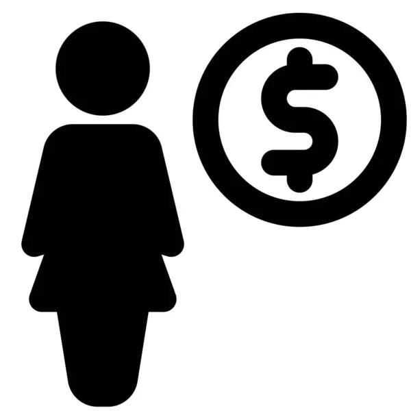 Wanita Mendapatkan Uang Dalam Dolar Dalam Mata Uang - Stok Vektor