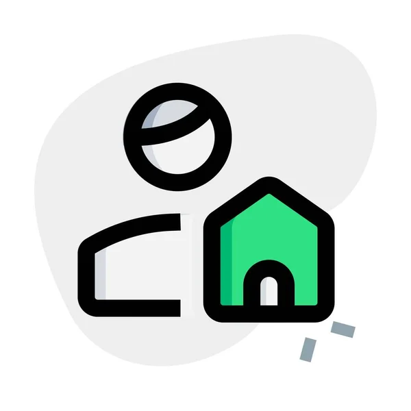 Benutzer Mit Einem Home Logotyp Isoliert Auf Weißem Hintergrund — Stockvektor